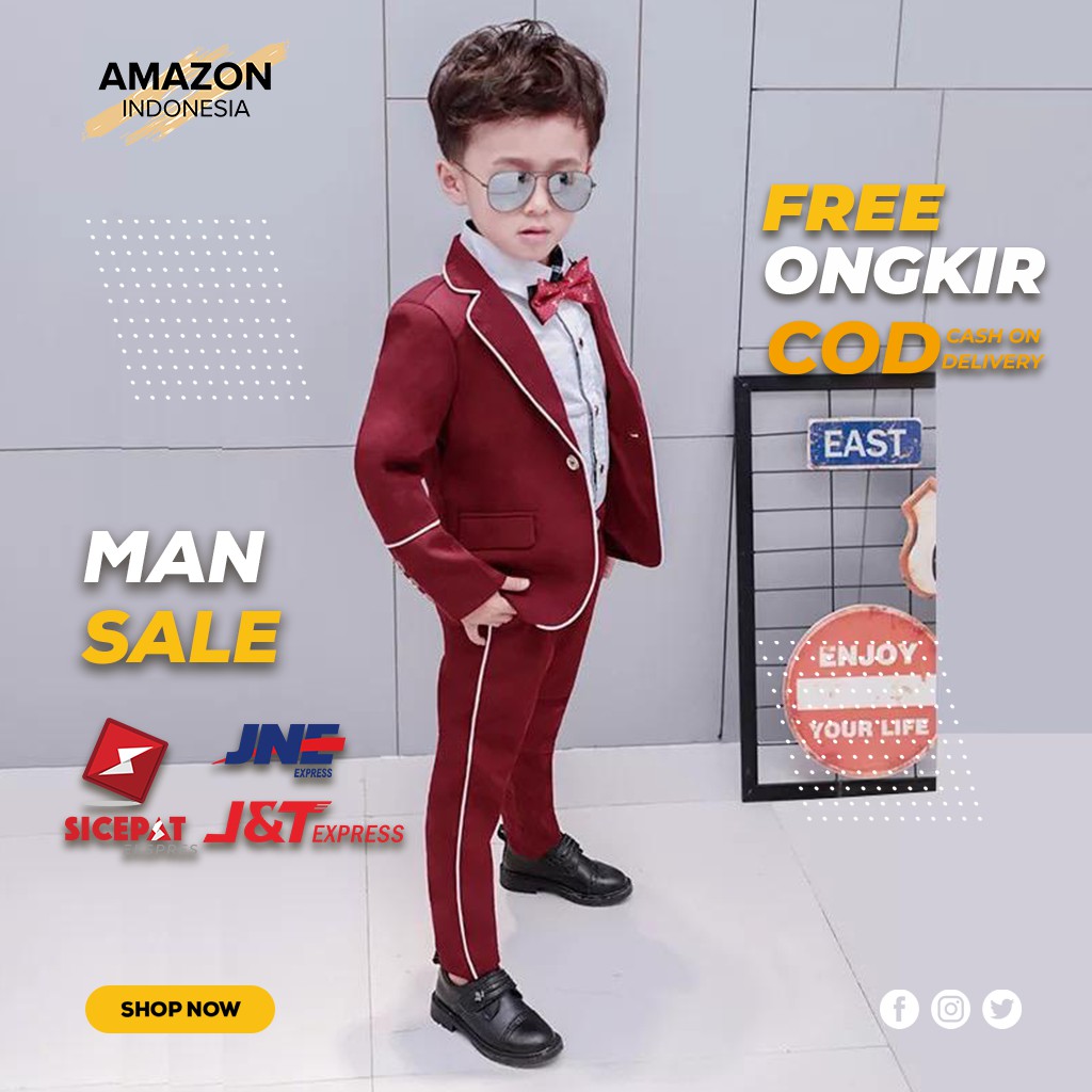 SETELAN PAKAIAN ANAK LAKI LAKI BLAZER DAN CELANA WARNA MAROON BAHAN KATUN PREMIUM ORIGINAL IMPORT