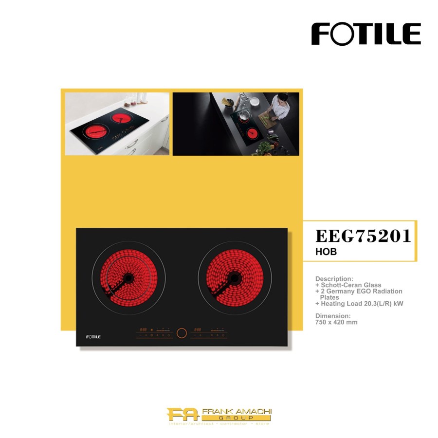 FOTILE kompor Listrik Kaca EEG75201 Electric HOB