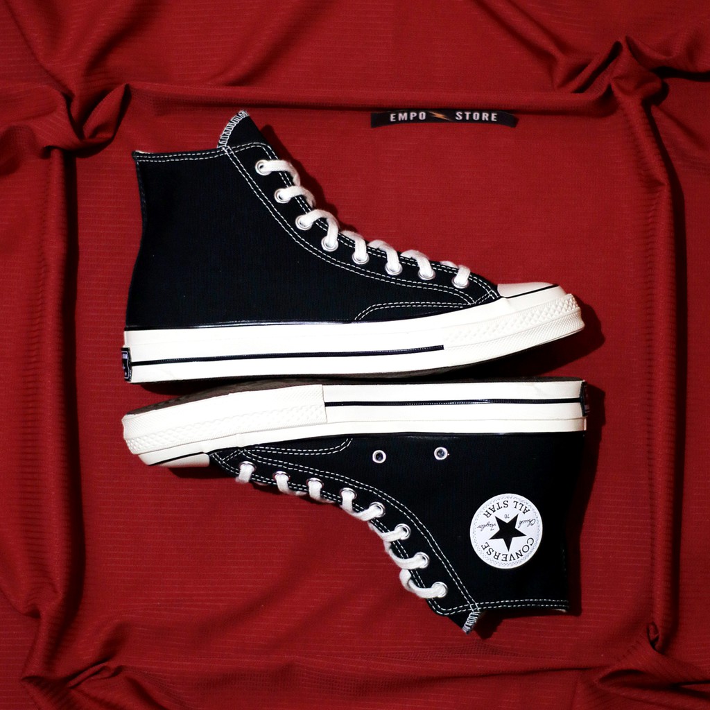 Converse All Star Chuck Taylor 70s Black White Hi Sepatu Kasual Sekolah Pria Wanita