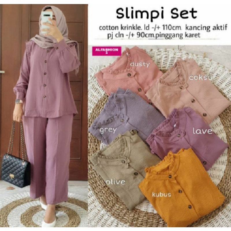 {BISA COD} SLIMPI SET •BLOUSE+CELANA