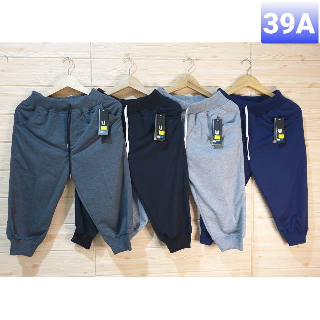 Celana Pria Pendek Jogger Pinggang Rib Karet Pants Sweatpants Olahraga Sepeda Jogging Lari Santai Harian