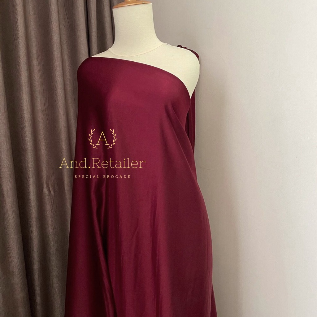 Kain Satin Maxmara Pure Silk Original warna Merah Maroon