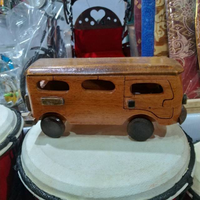 MINIATUR KAYU VW BUS TAYO UKURAN MINI 13x5x6 cm - MAINAN EDUKATIF ANAK - PAJANGAN DEKORASI RUMAH