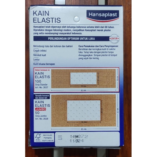 Hansaplast Kain Elastis 100 Lembar / Hansaplast 100 S