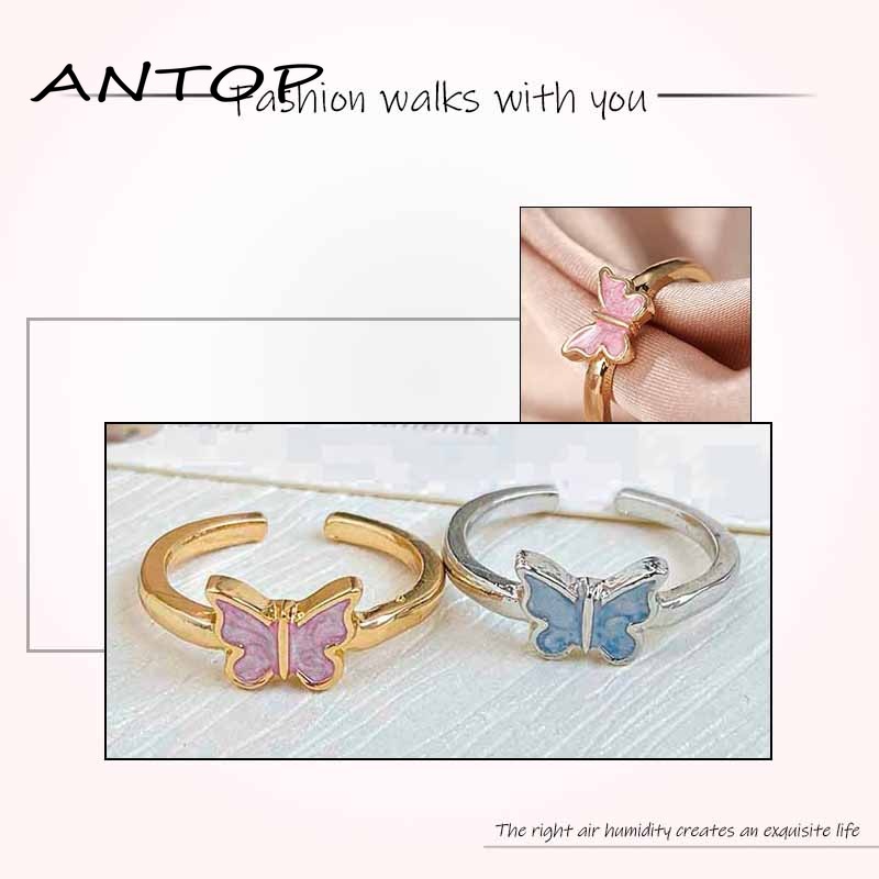 Cincin Kupu-kupu Yang Dapat Disesuaikan Elegan Sederhana Desain Cincin Emas Aksesoris Perhiasan Fashion Wanita ANTOP