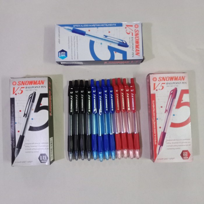 

murah Pen Snowman V5 Comfort Grip Fine Point 0,7 mm Hitam - Hitam