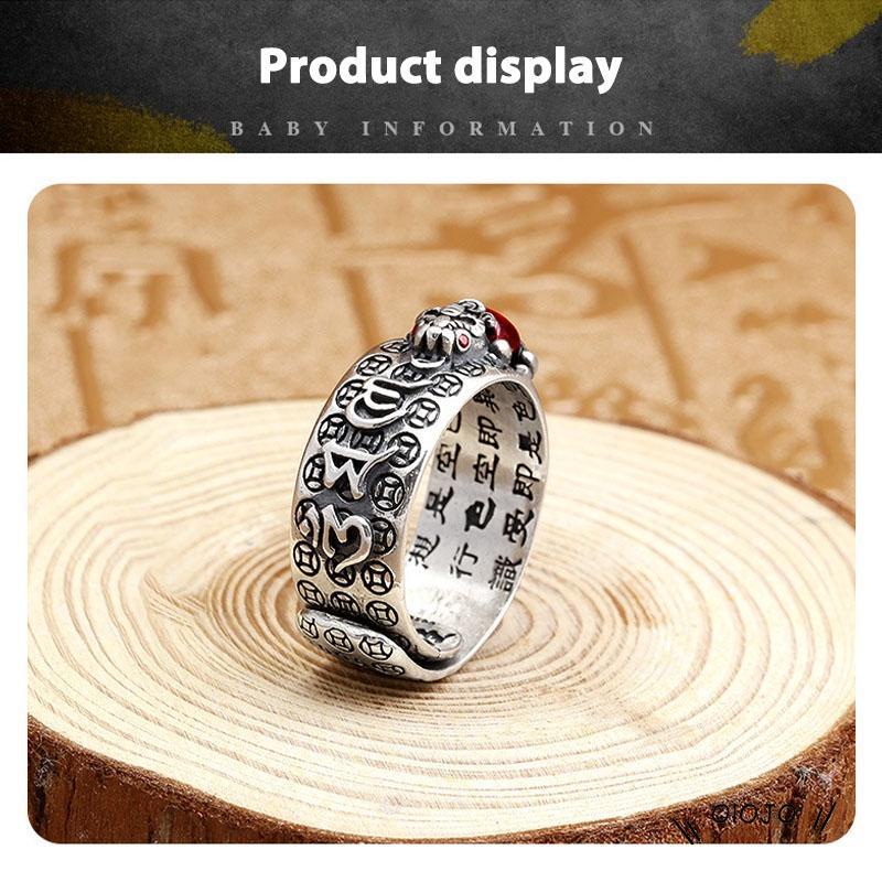 【COD】Cincin Emas Desain Mantra Enam Karakter Gaya Retro Untuk Perhiasan