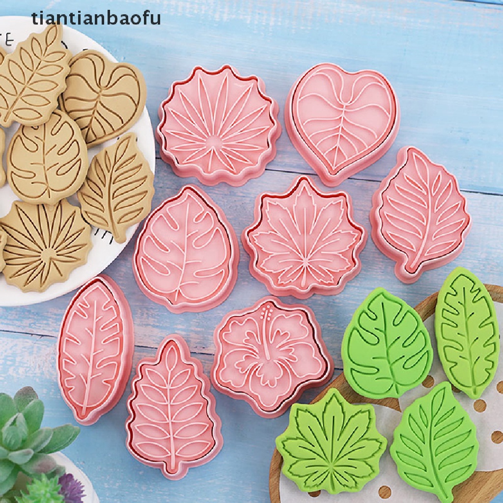 8pcs Cetakan Pemotong Kue / Biskuit / Fondant Bentuk Daun