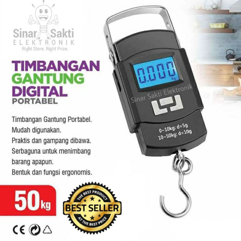 Timbangan Gantung Digital 50 kg Koper Buah Daging Barang Laundry 50Kg Gantungan Electronic Scale Malang Presisi