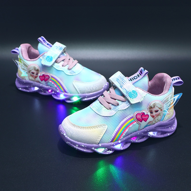 Sepatu Anak Sport Kasual Perempuan Bayi Motif Salsa Lucu Lampu LED