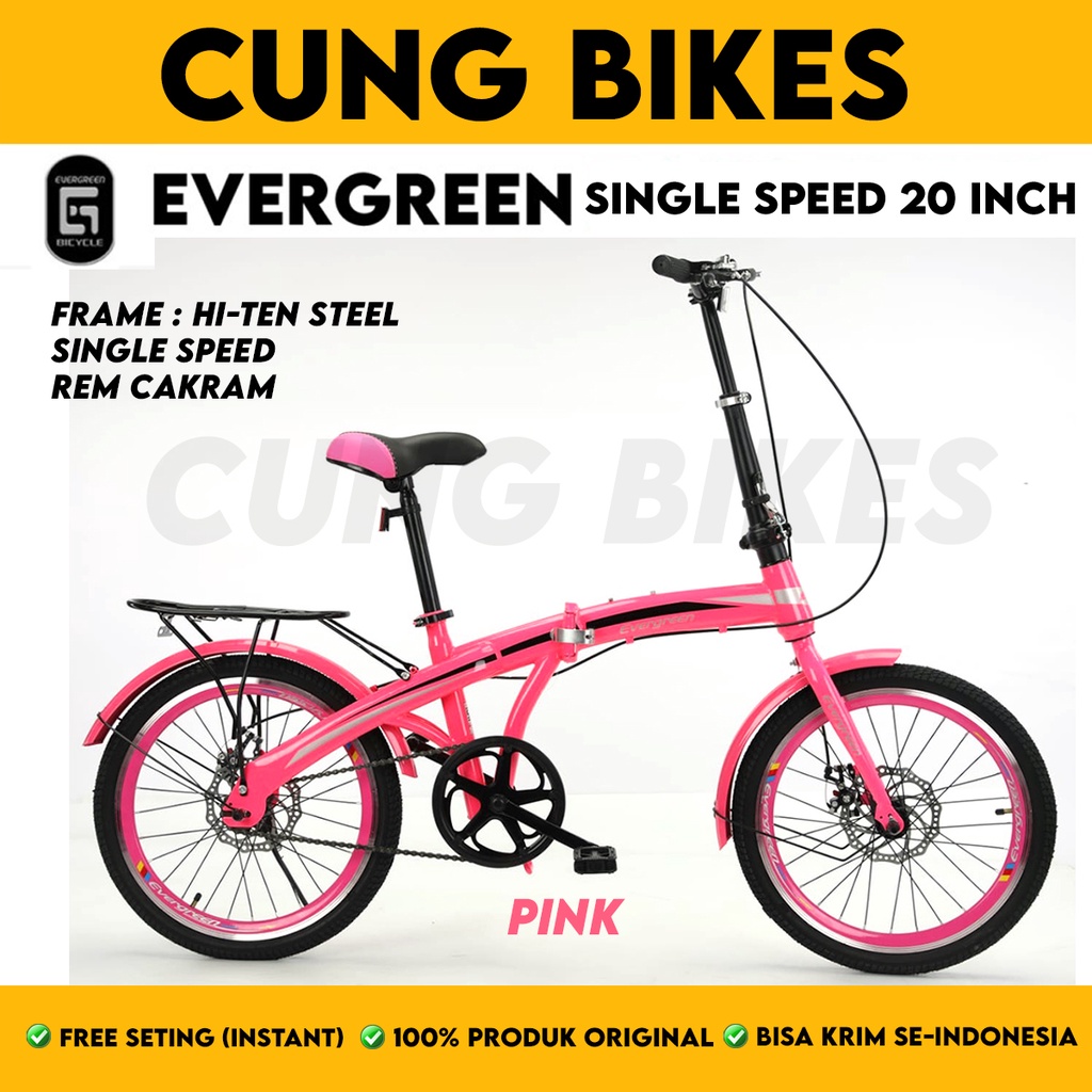 SEPEDA LIPAT 20 Inch EVERGREEN BEARING 7 SPEED dan Single Speed