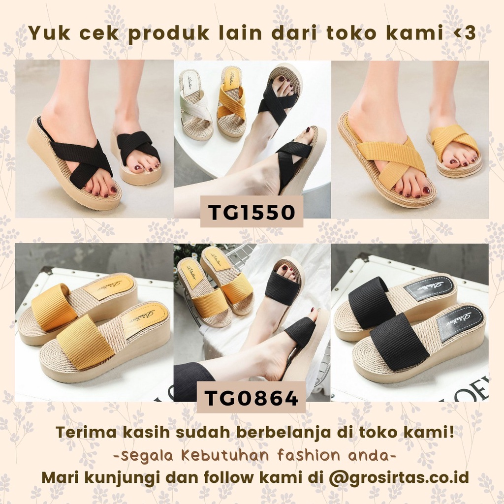 TOPGROSIR TG0864 Sandal Slip On Simple Fashion Wedges polos wanita