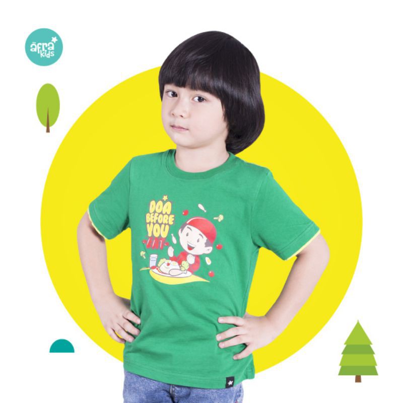 kaos anak muslim lengan pendek hijau Afrakids