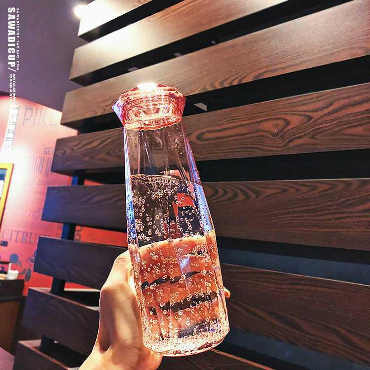 TS01-  BTL014 BOTOL DIAMOND KACA BOTOL MINUM TUTUP DIAMOND
