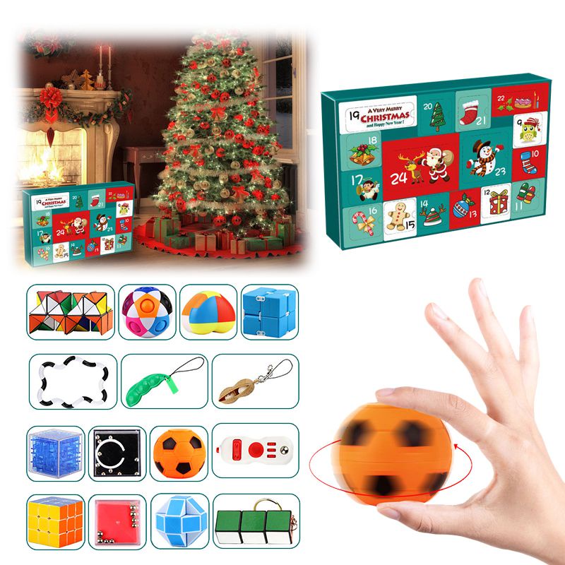 Set Mainan Fidget Natal Kalender Adven Puzzle Bola Kubus Xmas Anak Dekompresi