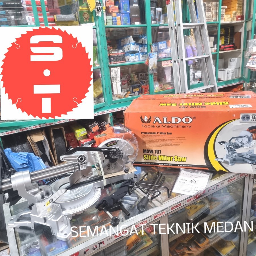 MSW707 MITER SAW SLIDING COMPOUND GERGAJI KAYU ALUMINIUM 7" INCH ALDO