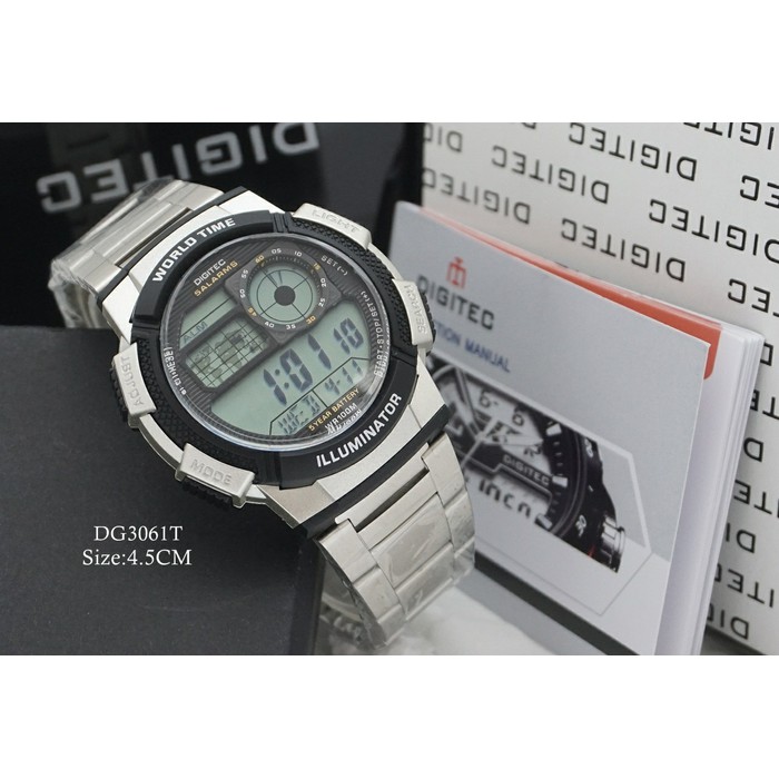 JAM TANGAN DIGITEC DIGITAL ILLUMINATOR WORLD TIME ORIGINAL GARANSI RESMI