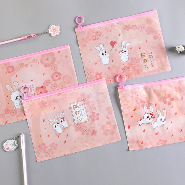COD KOTAK PENSIL TRANSPARAN MOTIF KAWAI RABBIT LUCU UNIK / KOTAK PULPEN / TEMPAT ALAT TULIS PP105-2