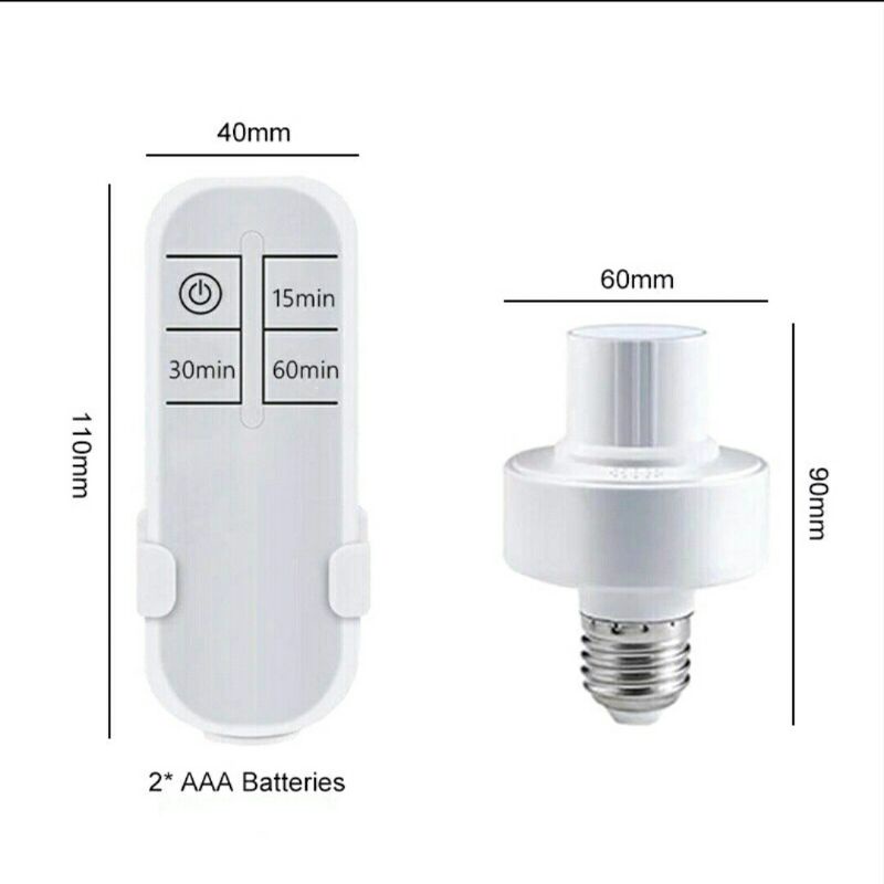 Fitting Lampu Remote Control Wireless E27 220V Socket Lampu Jarak Jauh Timer 15/30/60 Menit