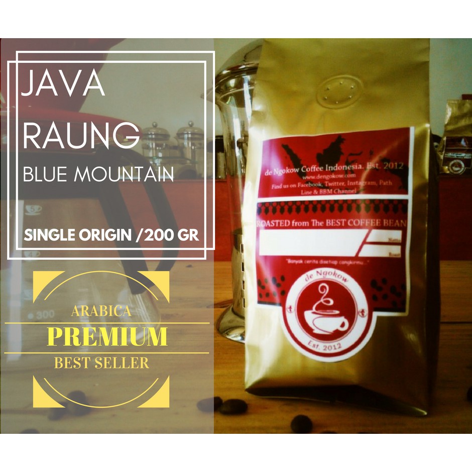 

Kopi Arabica Java Raung, 200 gr Premium Coffee Beans by de Ngokow Roastery (Biji/Bubuk)