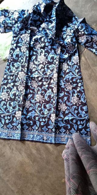 Batik Tunik Mutiara / Tunik Terbaru / Hrb026 / Prada Mutiara / Biru / Mlxl / Tunik Termurah