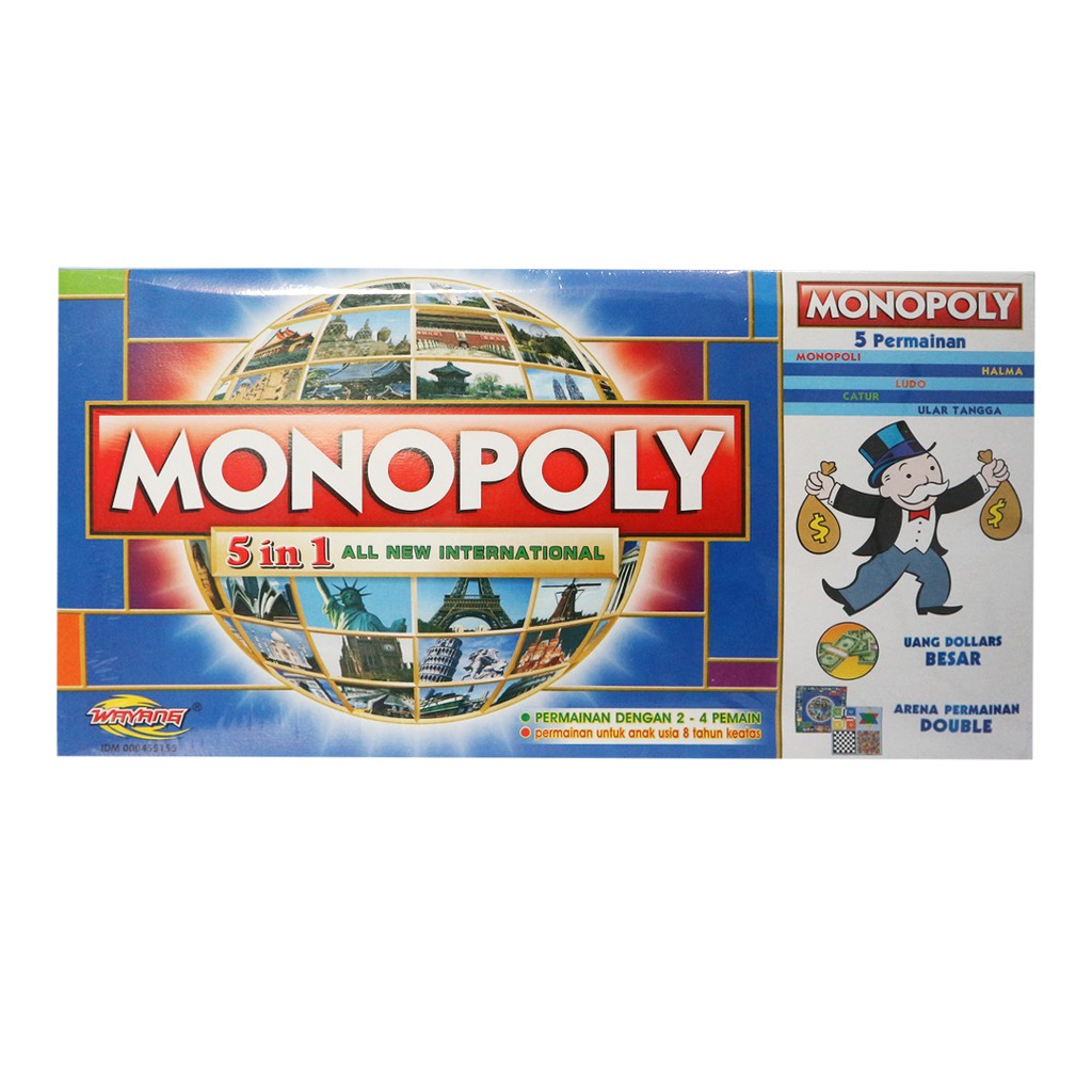Besar Monopoly 5 in 1 Board Game Monopoli 5in1 Catur Ular Tangga Ludo Halma Murah Bagus Set Kado