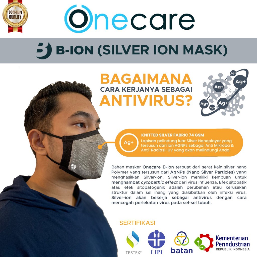 MASKER KAIN B-ION MASKER SILVER ION - SILVER ION MASK TECHNOLOGY ANTIBACTERIAL &amp; VIRUS