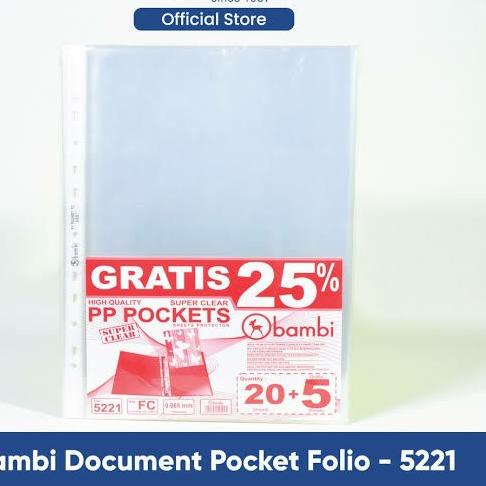 

♂ Plastik pp pocket bambi 5221 folio ( isi 20 + 5 pcs ) ➩