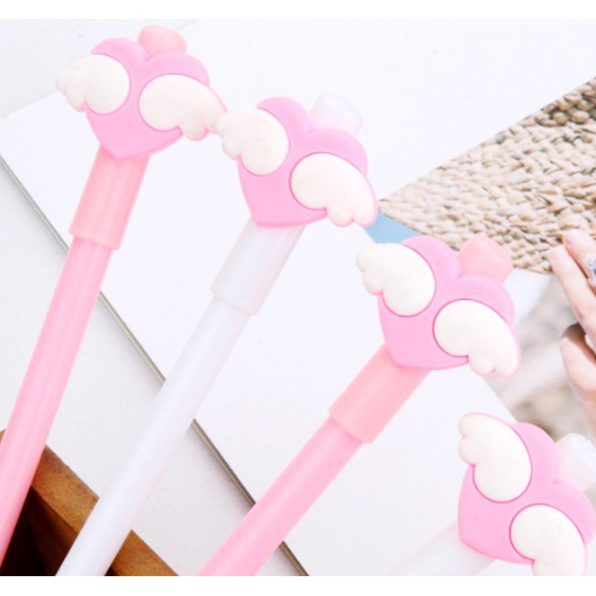 Bolpoin Karakter Bentuk HATI BERSAYAP / Bolpoin Bentuk SAYAP HATI / Pulpen Gel 0,38 mm Heart Wings