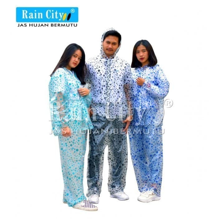 Jas Hujan Stelan Rain City Marble 69130 Motif Transparan Mantel motor