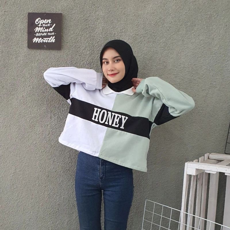 HONEY SWEATER CROP COLAR // CROP TOP // SWEATER KERAH