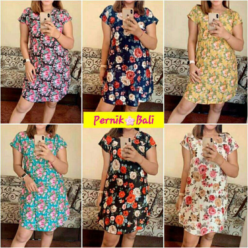 Mini Dress motif bali cantik Rayon PernikBali