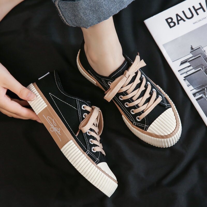 AXELINE IMPORT JOLY SEPATU SNEAKERS WANITA (FREE KAOS KAKI) PASTEL CANDY LILAC HITAM CREAM by axeline-8
