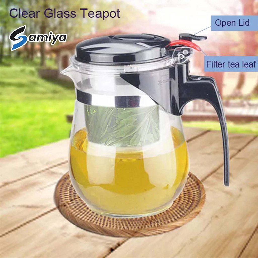 teapot glass infuser borosilicate heat resistant 500ml / teko teh kaca / tea maker saringan filter