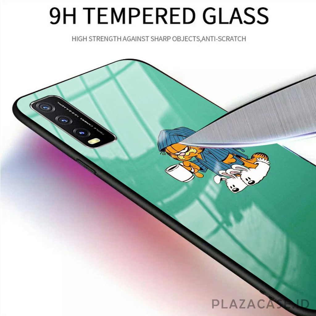 Garfield Softcase Glass [K68] for VIVO Y20 A53 RENO 4F REDMI 9C C17 RENO 4 REALME 7i Y30 Y50 A31 A73