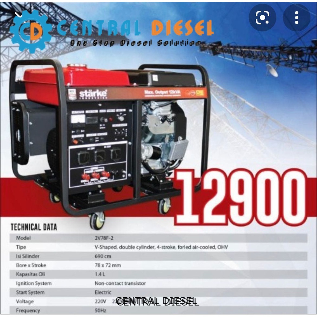 Genset/ Portable gasoline Generator Starke 12900 12000 watt bensin 3 phase