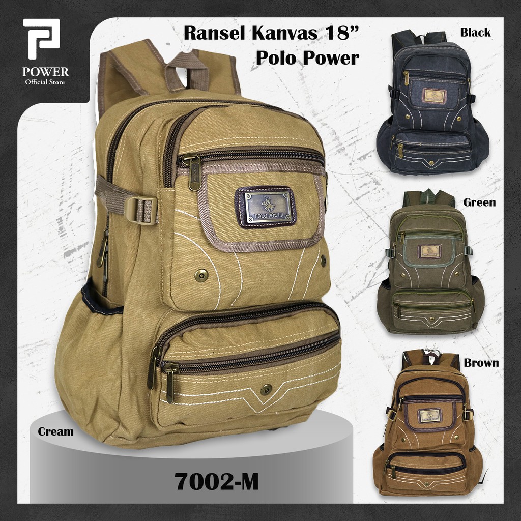 Polo Power Tas Ransel Kanvas Pria Backpack Casual Import Tas Punggung Pria Trendy Tas Polo Original