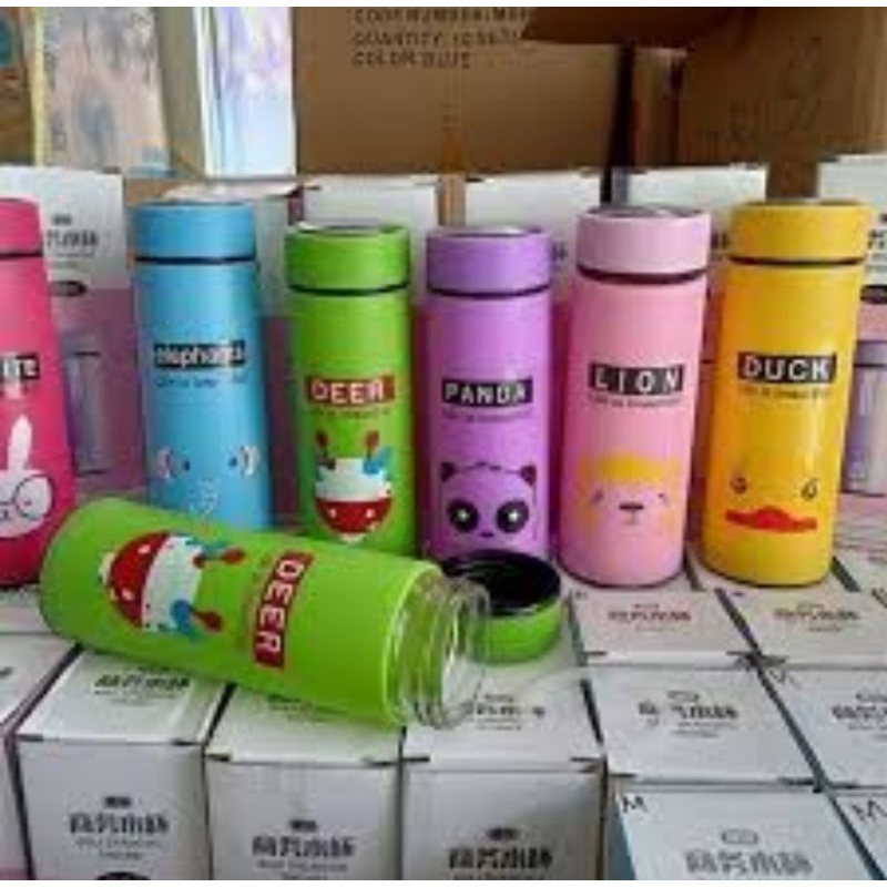 Botol KACA Termos GLASS ANIMAL Kapasitas 450 ML / Botol Kaca Animal Sun Glass / Botol Kaca Karakter Hewan