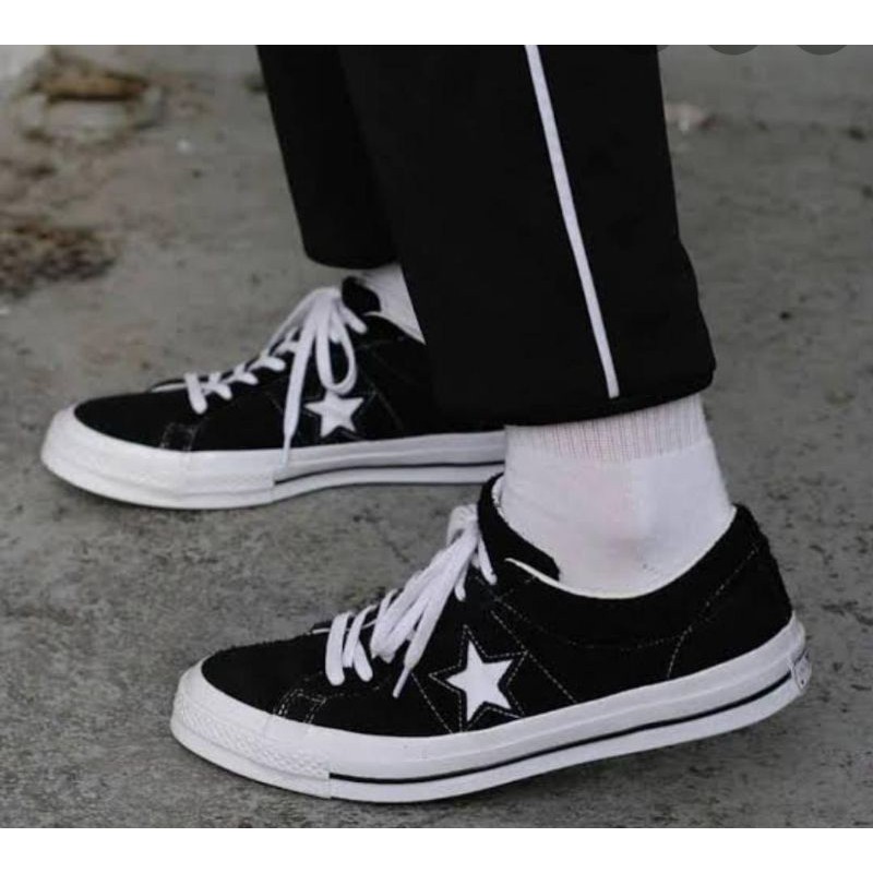 CONVERSE ONE STAR OX BLACK WHITE SUEDE ORIGINAL 158369C
