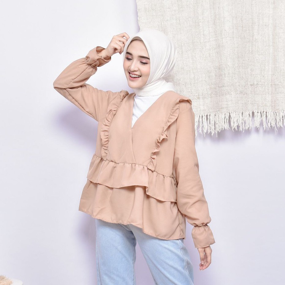 Yuna Blouse - Blus Rempel Polos Korea