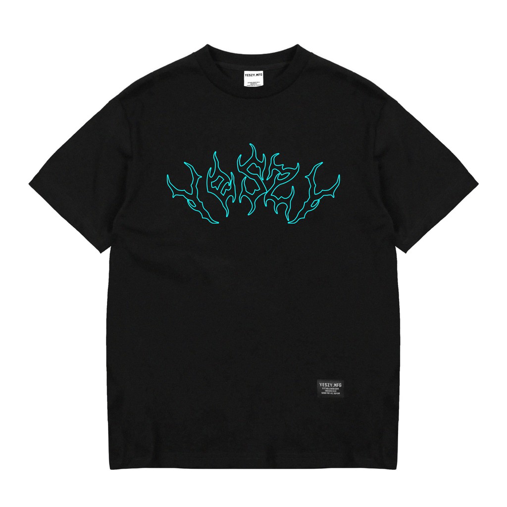 YESZY.MFG Tshirt Black Metal F. Cyan