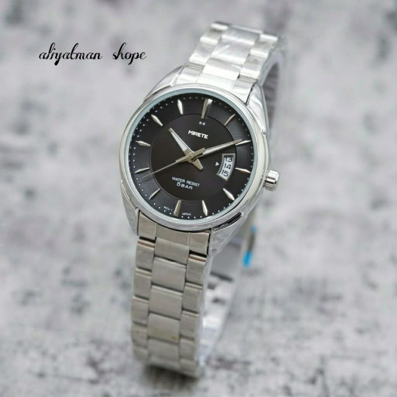 ( Fitur Tanggal ) Jam Tangan Wanita Big Sale  Harga Promo Strap Rantai Mirete Original Tahan Air Kasual ANalog Sport / Elegan Mewah Import / Jam Tangan Cewek Diameter 3mm / Tahan Air  /  Hitam / Silver / Gold / Cod / Jam Tangan Cewek