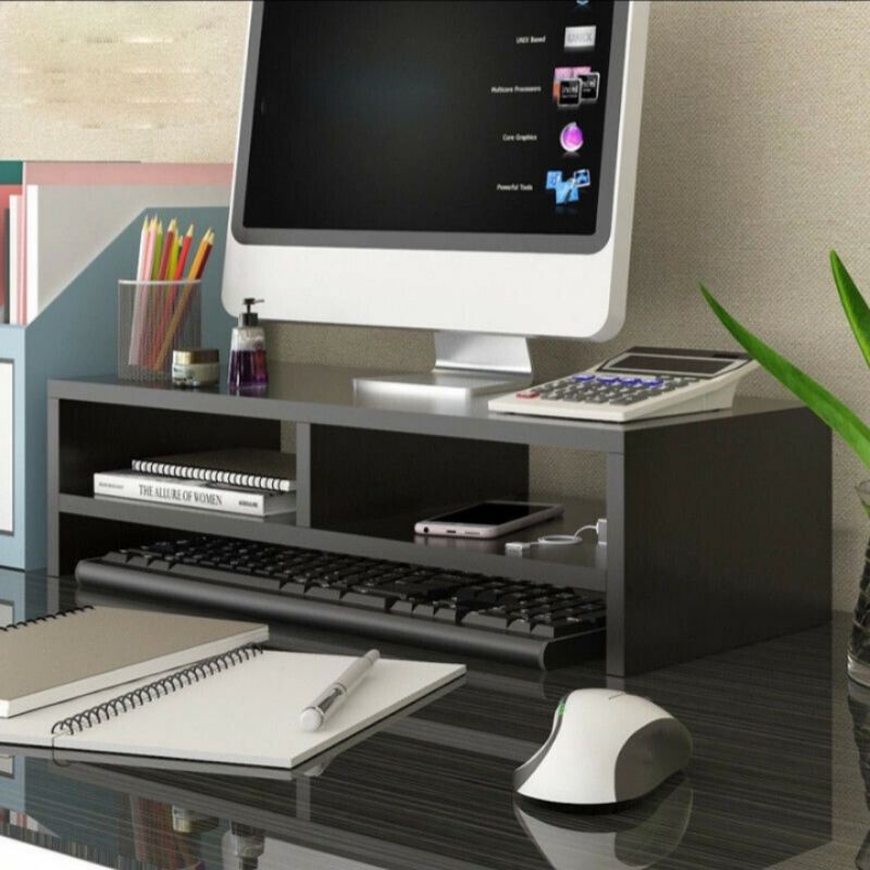 Rak Kayu Dudukan Monitor Tatakan Monitor PC Laptop TV Meja Komputer Rak Kayu Minimalis Premium