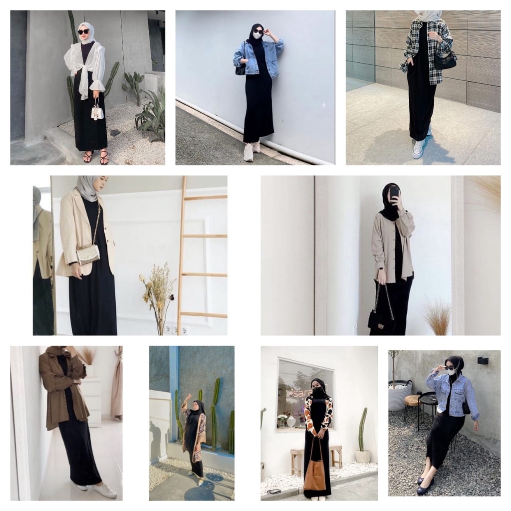 Long Dress Inner Dress Maxi Dress Span Polos Panjang