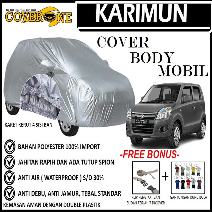 Selimut Sarung Body Cover Karimun Wagon Estilo / Mantel Penutup Mobil Karimun Wagon Estilo / Cover Mobil Outdoor Indoor / Selimut Mobil / Sarung Mobil / Cover Mobil Waterproof Anti Air Free Pengikat Ban