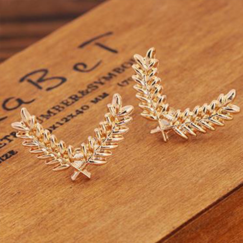 2pcs Bros Pin Bentuk Kipas Gandum Warna Emas Gaya Retro Untuk Aksesoris