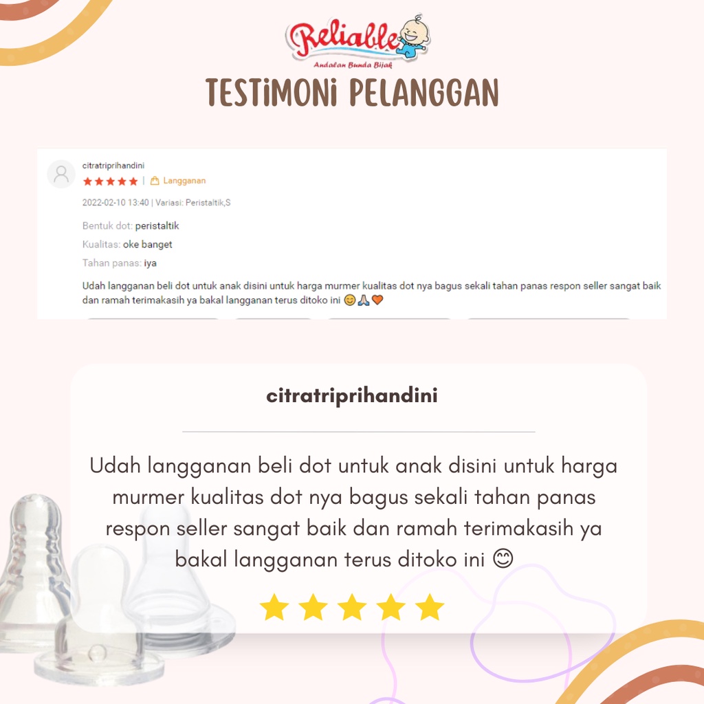 Karet Dot Nipple Silicon Botol Susu Bayi Reguler Dot Bulat Reliable