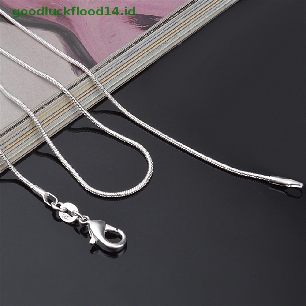 Kalung Rantai Ular 925 Sterling Silver Plated Ukuran 1mm 16 18 20 22 24 Inch