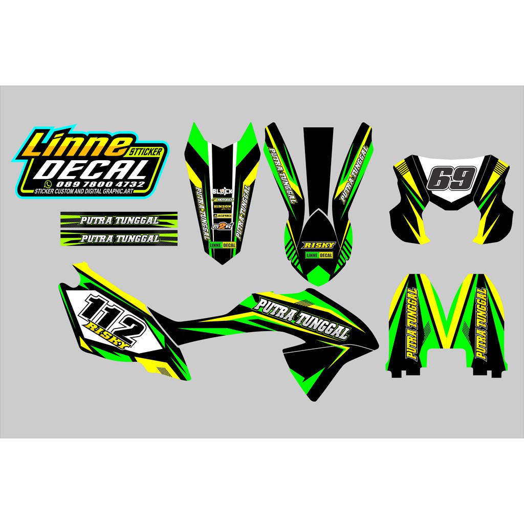 Decal KLX 150 Bf hijau- Dekal stiker klx bf 150-striping klx
