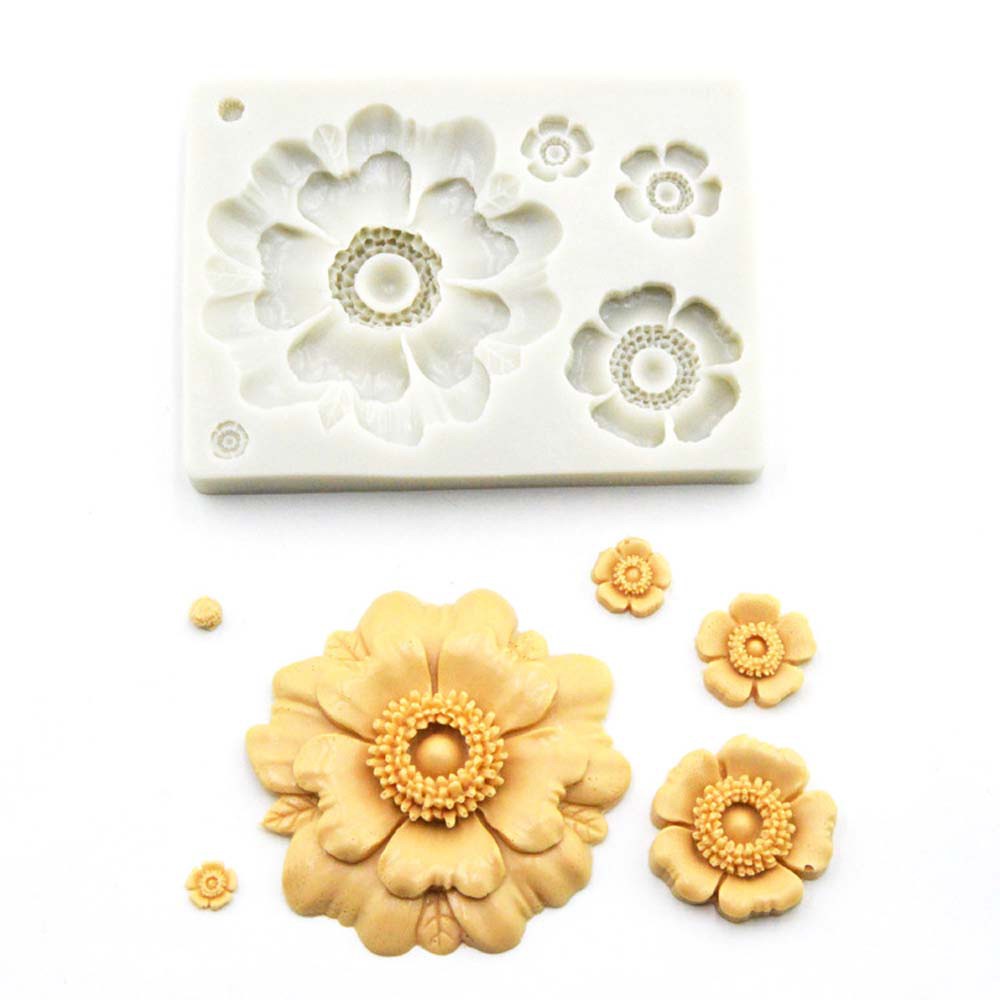 REBUY Ceramics Fondant Mold Chocolate Baking Tool Floral Silicone Mould Gumpaste Cake Decorating Craft Reusable Cake Peony Flower Kitchen Utensils/Multicolor